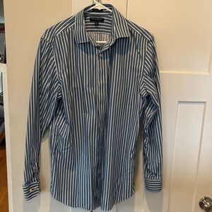 Banana Republic Navy and White Striped Dress Shirt